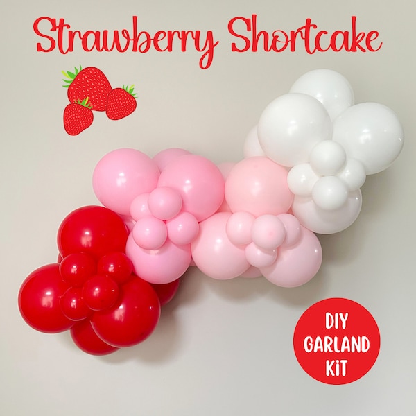 Pink DIY Balloon Garland Kit, Baby Shower, White, Pastel Pink, Red, First Birthday, Berry Sweet One, Bachelorette, Strawberry Shortcake