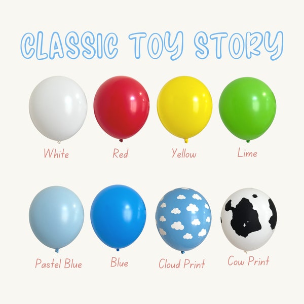 Toy Story Inspired Balloons, Toy Story Birthday, Red, Blue, Yellow, Cloud Balloon, Cow Balloon, DIY Balloons, Balloon Bouquet