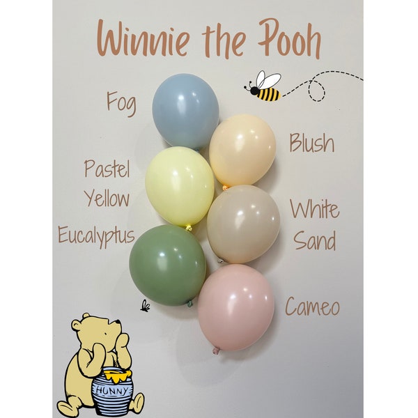 Classic Winnie the Pooh DIY Balloon Garland Kit, First Birthday, Baby Shower, Gender Reveal, Dusty Blue, Dusty Pink, Blush