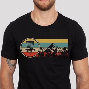 Retro Mountain Disc Golf Shirt, Disc Golf Tshirt, Frisbee Golf Shirt, Gift for Disc Golfer , Disc Golf Gift, Mountain Disc Golf Basket Shirt