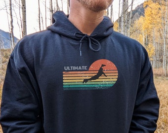 Retro Ultimate Frisbee Hoodie, Men&#39;s or Women&#39;s Ultimate Frisbee Sweatshirt, Gift for Ultimate Frisbee, Ultimate Frisbee Hoodie