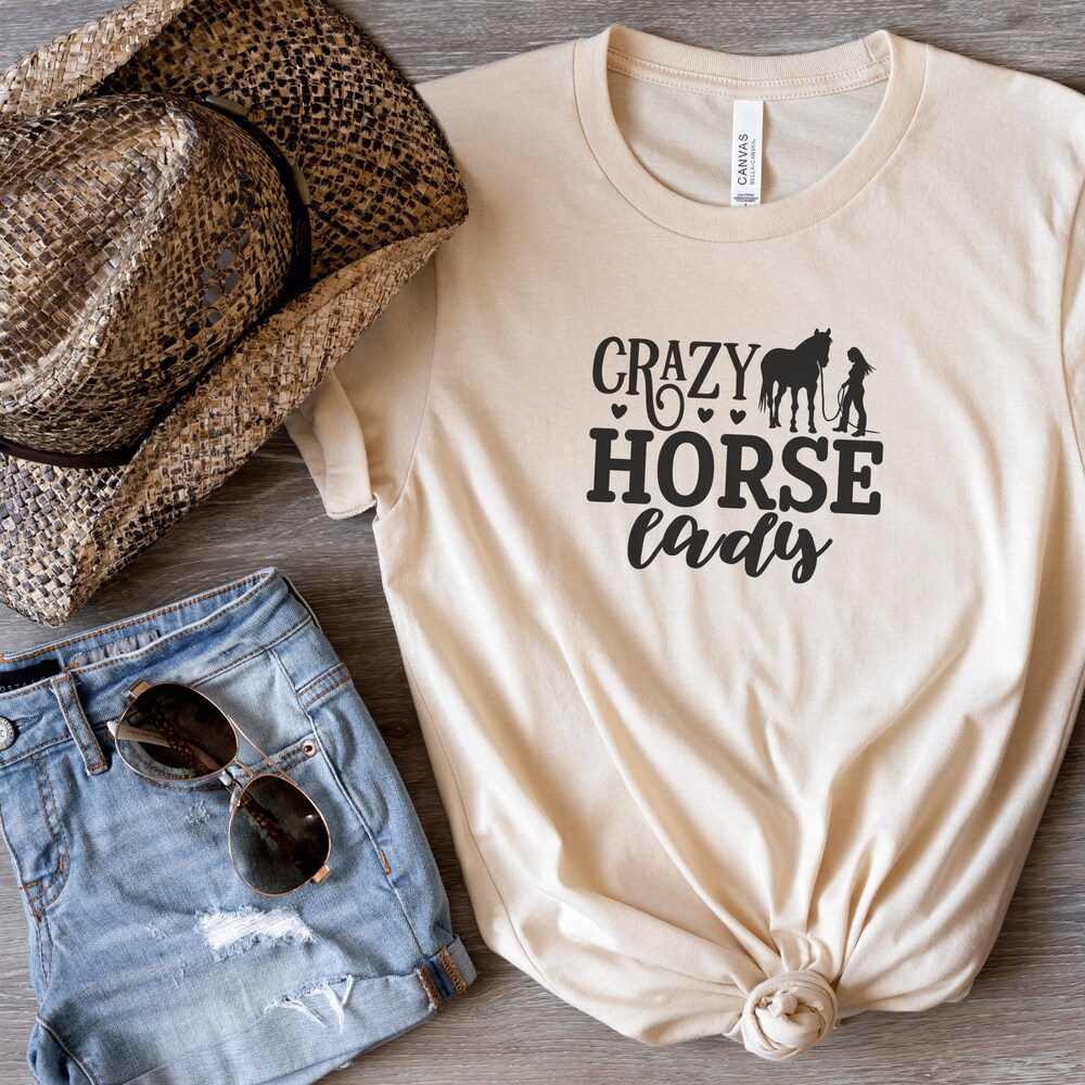 Crazy Horse Lady Shirt, Horse Lady Tshirt, Horse Lady Gifts, Horse Shirt, Funny Horse Shirt, Horse Trainer Gift, Horse Trainer Shirt Livingmall
