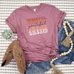 Thankful Grateful Blessed Boho Fall Shirt, Distressed Thankful Shirt, Women Thankful Shirt, Boho Fall Shirt