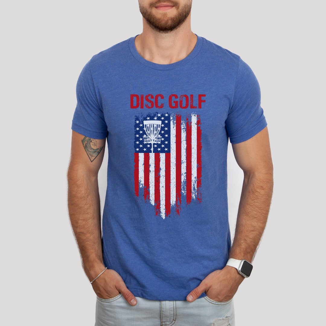 Distressed American Flag Disc Golf Shirt, Patriotic Disc Golf Tshirt