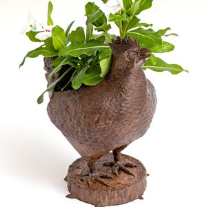 Chicken Flower Pot, Succulent Planter, 3D Printed, Wooden Dish, Bowl