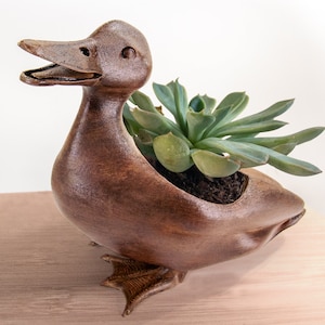 Original Entenschale, Blumentopf, Sukkulententopf, 3D gedruckt, Holzteller