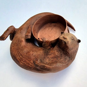 Original Otter Bowl, Flower Pot, Succulent Planter, 3D Printed, Wooden Dish image 7