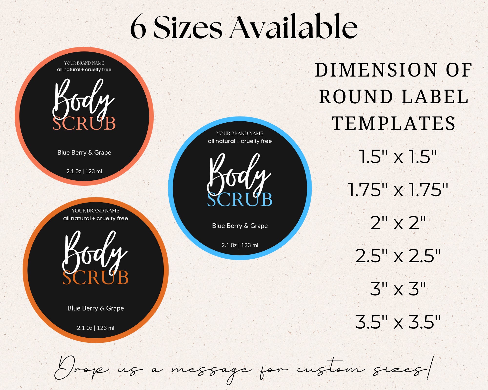 Cosmetic Labels, Sugar Scrub Label, Body Scrub Label, Body Product