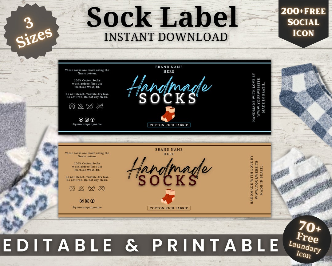 Printable Hand Knit Sock Label, Socks Tags, Hand Knit Socks, Sock Label