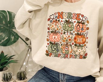 Nurse Pumpkin Patch Sweatshirt, Fall Nurse Hoodie, Autumn Cute Medical Crewneck, Thanksgiving Nurse Gift, Gift for Her