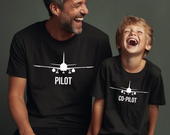 Pilot Co-Pilot Fathers Day Matchin Shirts, Fathers Day Gift, Daddy And Me Pilot Tshirt, Dad And Baby Outfits, Dad and Son Matching Shirts