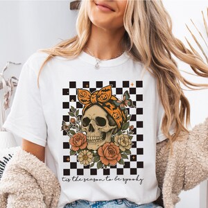 Comfort Colors® Floral Skeleton Shirt, Skeleton Halloween Shirt, Halloween Skull Shirt, Spooky Season T-Shirt, Funny Halloween Shirt