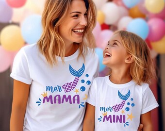 Mer Mama Mer Mini T-shirt, Mother's Day Matching Shirt, Mermaid Mama and Mini Tee, Mommy and Me Shirt, Family Matching Tee, Mothers Day Gift