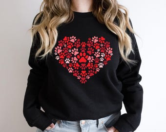 Cute Paw Heart Sweatshirt, Dog Mom Sweatshirt, Valentines Day Sweatshirt, Dog Lover Sweatshirt, Dog Mama Sweatshirt, Dog Sweatshirt