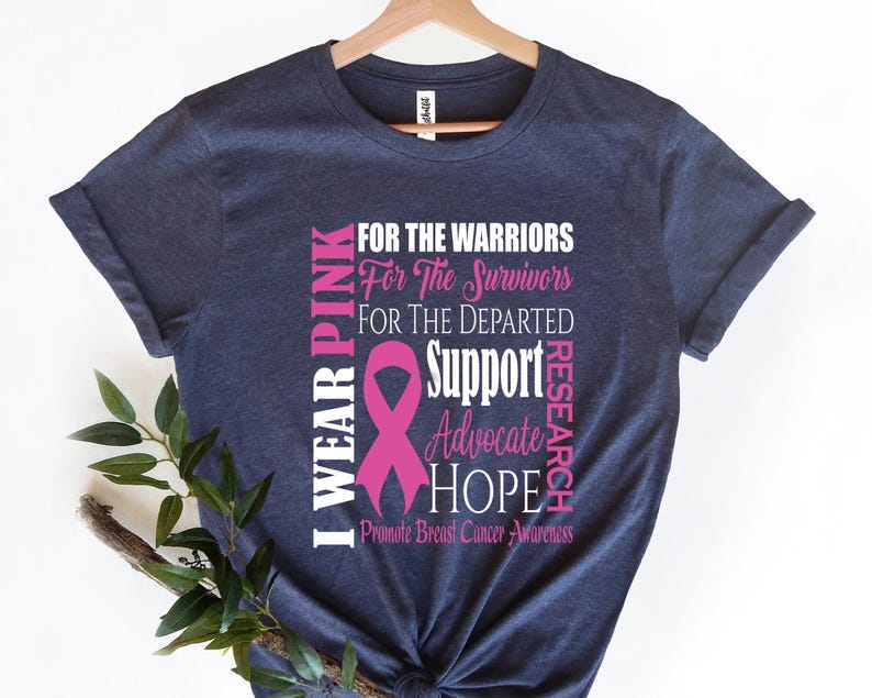 Breast Cancer Awareness Shirt, I Wear Pink Shirt, Cancer Support Shirt, Pink Ribbon Shirt, Cancer Fighter Shirt, Cancer Warrior T-shirt image 4