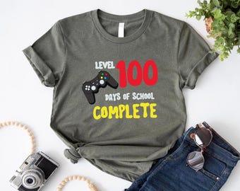 Level 100 Days Of School Complete Shirt, 100th Day Of School Celebration, Game Lover Gift, Teacher 100 Days Shirt, Funny Student Shirt