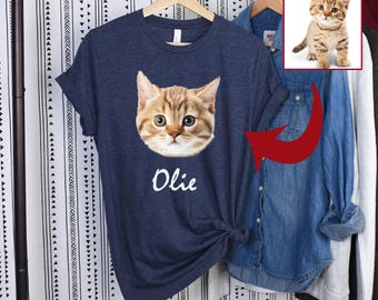 Custom Pet Portrait Shirt, Pet Photo Shirt, Custom Name Dog Shirt, Personalized Dog Shirt, Custom Dog T Shirts, Custom Cat Shirts, Mom Gift