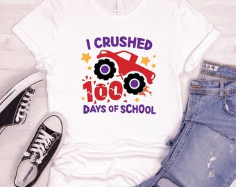 I Crushed 100 Days of School Shirt Kids, I Tackled 100 Days of School Tshirt, 100 Days of School Shirt Boys, Back To School Shirt