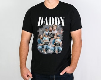 Custom Fathers Day Bootleg Rap Shirt, Custom Bootleg Rap Dad Shirt, Daddy Vintage Graphic 90s Shirt, Dad Shirt With Kids Face Photos