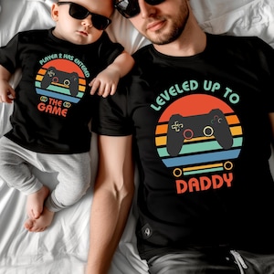 Level Up to Daddy Shirt, Player 2 Has Entered The Game Shirt, Dad and Baby Matching Set, Fathers Day Gift, Dad and Son Matching Tees