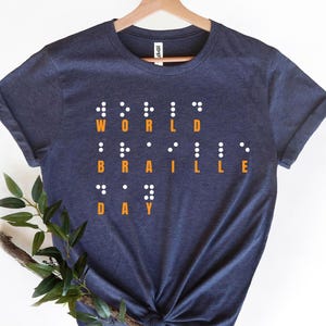 World Braille Day Shirt, Visually Impaired Braille Tees, White Cane Awareness Shirt, White Cane Day Shirt, Vision Teacher Gift, Braille Gift