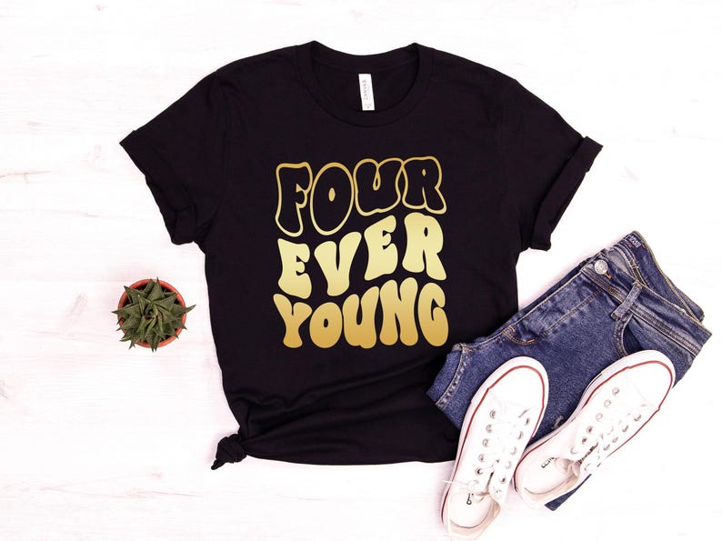 Four Ever Young Shirt, 4th Birthday Shirt, Fourth Birthday, Four Birthday Shirt, 4th Birthday Outfit, 4 Year Old Shirt, Toddler Birthday Tee image 3