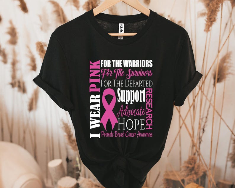 Breast Cancer Awareness Shirt, I Wear Pink Shirt, Cancer Support Shirt, Pink Ribbon Shirt, Cancer Fighter Shirt, Cancer Warrior T-shirt image 2