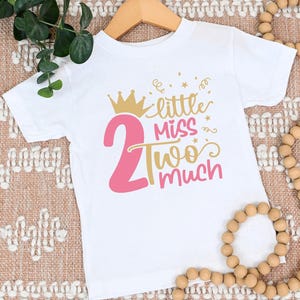 Two Year Old Birthday Shirt, Little Miss Two Much Shirt, Second Birthday Shirt, Two Year Old Birthday Shirt, 2 Year Old Girl Birthday Outfit