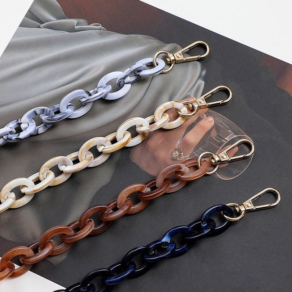 10 couleurs Acrylique Purse Chain, Metal Crossbody Bag Chain Strap, Replacement Handle Chain, High Quality Metal Shoulder Handbag Strap
