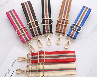 Colorful Striped Woven Canvas Bag Straps, Replacement Strap,Replacement Purse Strap,Crossbody Shoulder Straps, Adjustable Handbag Strap