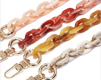 1.4cm Wide Resin Acrylic Replacement Chain, 4 Colors Acrylic Purse Chain, High Quality Chain, Bag Chain Strap,Two-color Patchwork