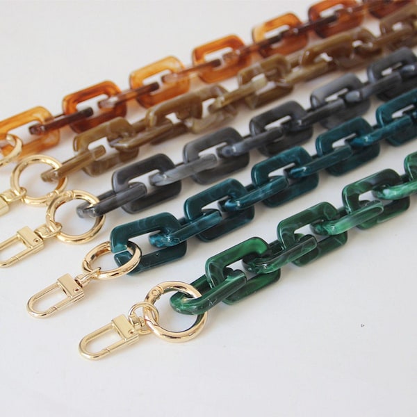 5 Style Marbling Acrylic Chain, High Quality Acrylic Shoulder Handbag Strap, Replacement Resin Handle Chain,Metal Crossbody Bag Chain Strap
