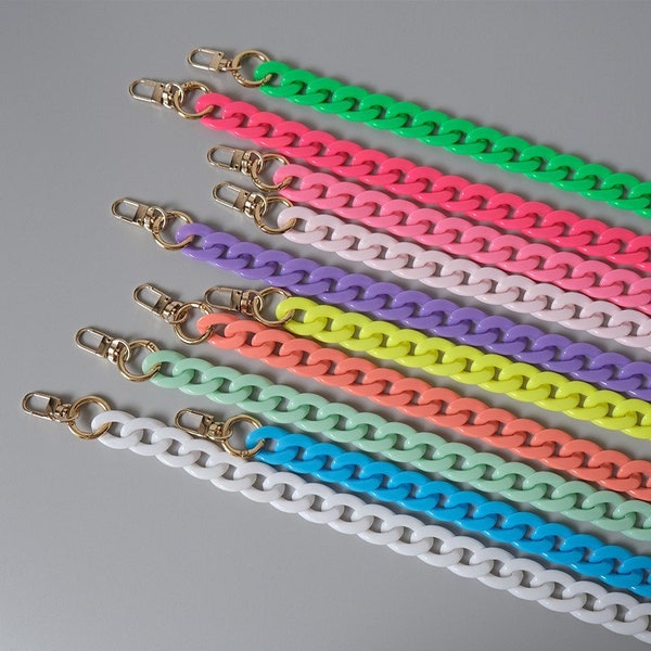 Multi-Color Colored Acrylic Purse Chain,High Quality Metal Shoulder Handbag Strap,Acrylic Crossbody Bag Chain Strap,Replacement Handle Chain