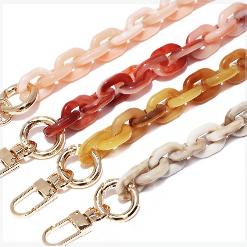 1.4cm Wide Resin Acrylic Replacement Chain, 4 Colors Acrylic Purse Chain, High Quality Chain, Bag Chain Strap,Two-color Patchwork zdjęcie 1