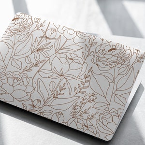 Floral Outline Laptop Skin, Laptop Cover, Laptop Skins, Removable Laptop Skins, Laptop Decal, Customized Laptop Full Coverage Stickers, 540