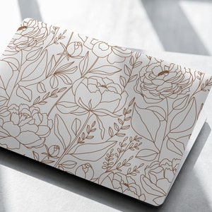 Floral Outline Laptop Skin, Laptop Cover, Laptop Skins, Removable Laptop Skins, Laptop Decal, Customized Laptop Full Coverage Stickers, 540