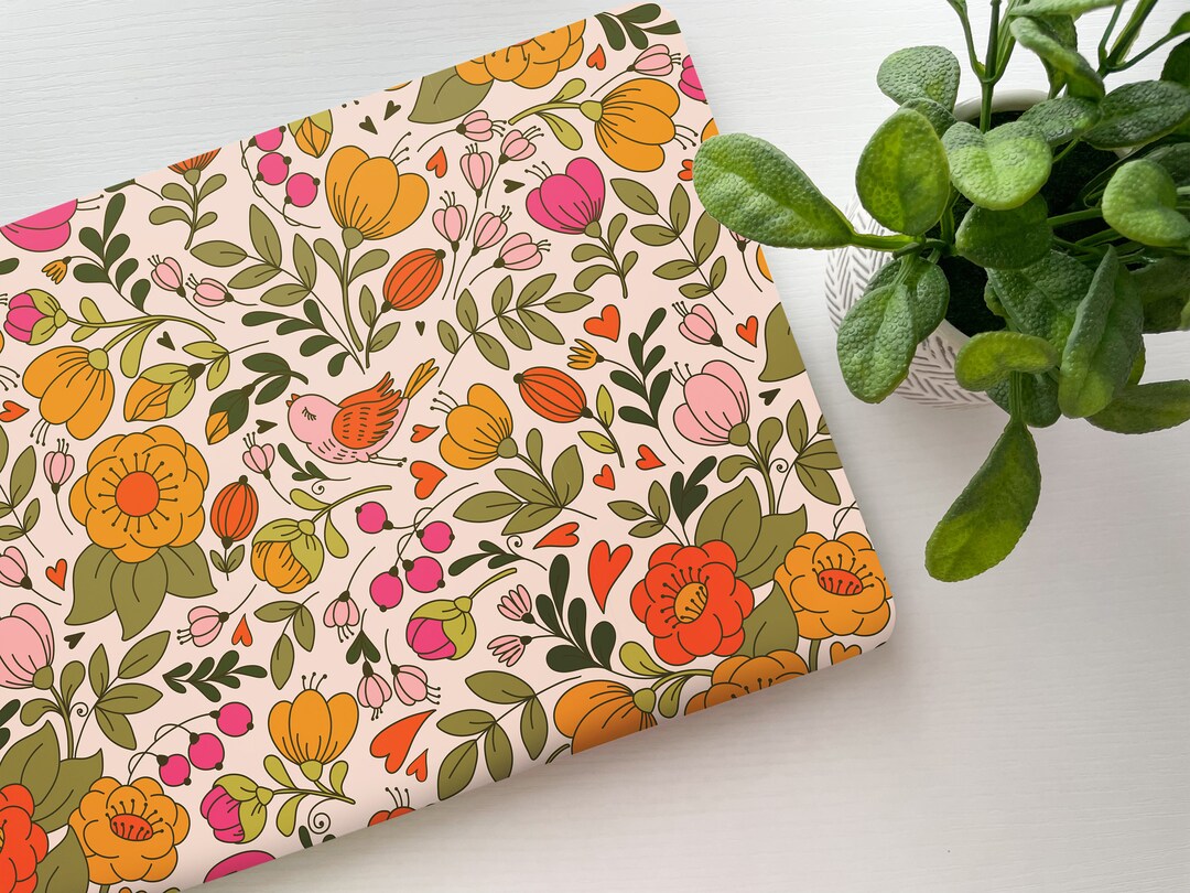 Retro Florals Laptop Skin, Laptop Cover, Laptop Skins, Removable Laptop