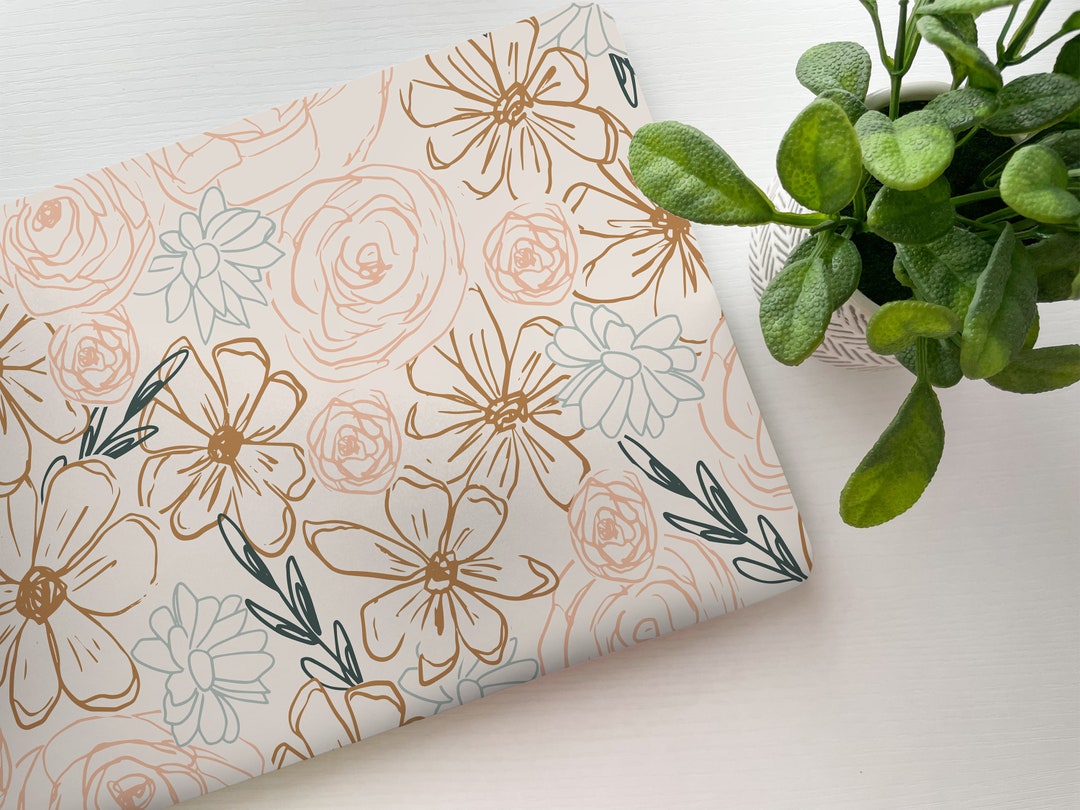 Floral Outline Laptop Skin, Laptop Cover, Laptop Skins, Removable Laptop Skins, Laptop Decal