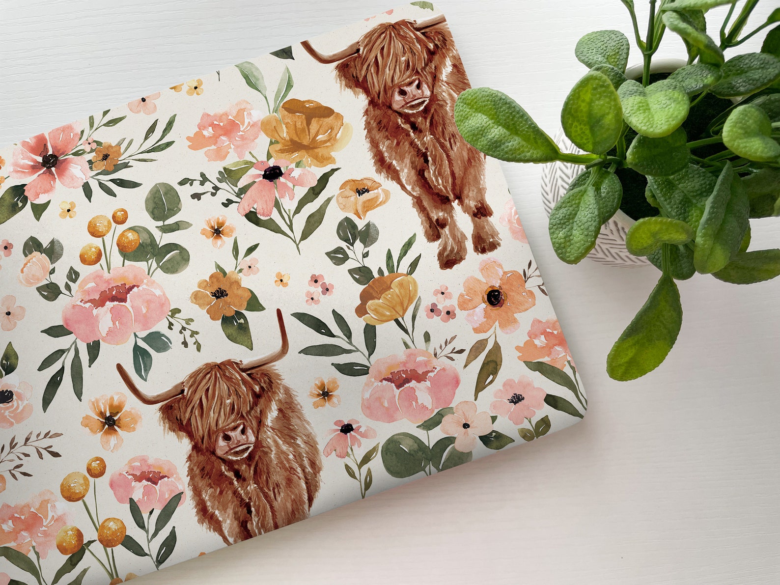 Highland Floral Laptop Skin Laptop Cover Laptop Skins Etsy