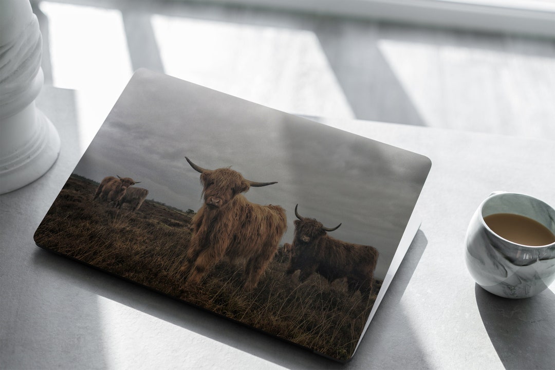 Highland Cow Laptop Skin, Laptop Cover, Laptop Skins, Removable Laptop