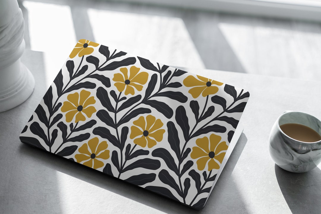Yellow Floral Laptop Skin Laptop Cover Laptop Skins Etsy