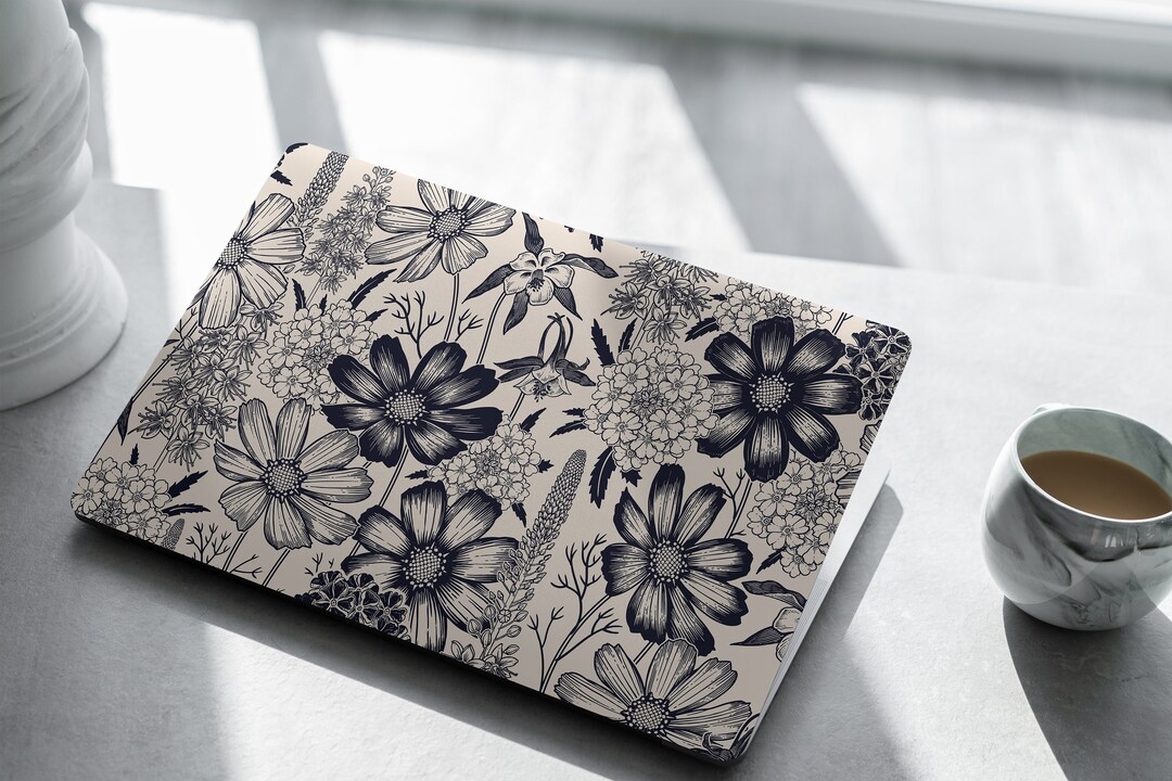 Navy Floral Laptop Skin, Laptop Cover, Laptop Skins, Removable Laptop Skins, Laptop Decal