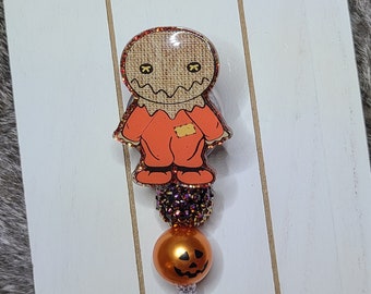 Sam Halloween Badge Reel, Fall, Nurses, Medical, 20 mm Bubble Beads