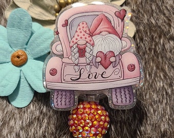 Valentine Gnome Badge Reel, Medical Badge Reel, Nurse Badge Reel