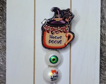 Hocus Pocus Mug Nurse Badge Reel, Halloween, Fall, Nurse, Medical, Accent Beads