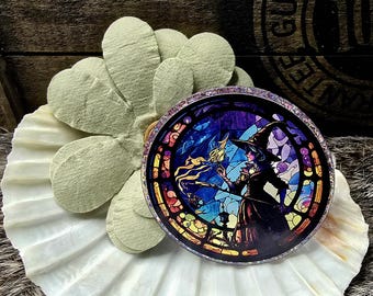 Stained Glass (Sticker) Witch Nurse Medical Office Badge Reel