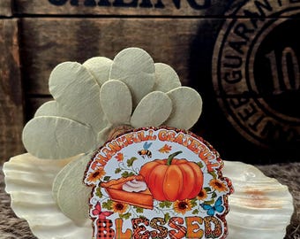 Thankful, Grateful & Blessed Thansgiving Nurse Medical Office Badge Reel