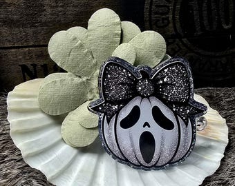 Halloween Scream Pumpkin Nurse Medical Office Badge Reel