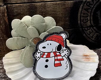 Beagle Snowman christmas holiday Nurse Medical Office Badge Reel