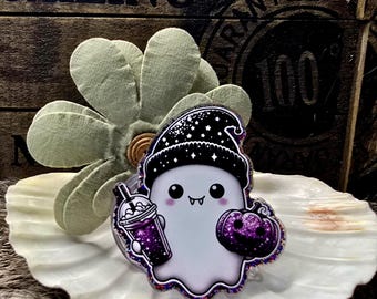 Halloween Purple Ghost Nurses Medical Office Badge Reel